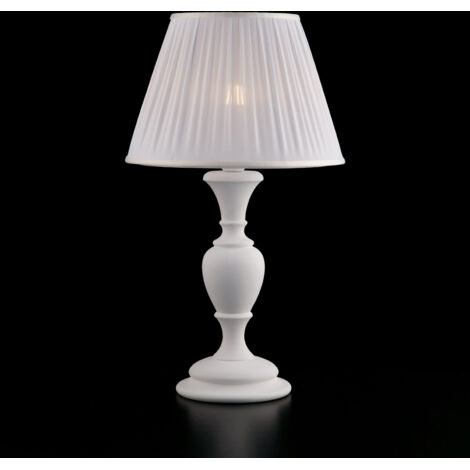 Große Lampe aus Holz und weißem schäbigem Zellstoff 57 cm