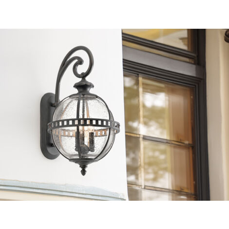 Große LED Außenwandleuchte im Jugendstil, Anthrazit Höhe 49cm