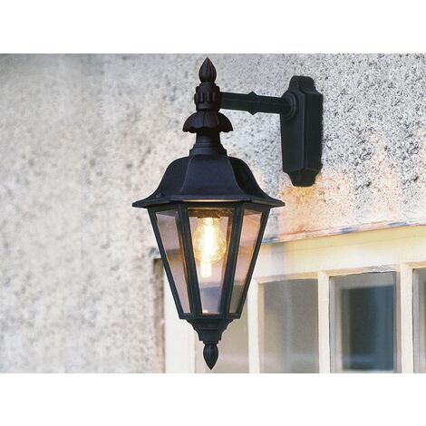 Große LED Außenwandleuchte Laterne hängend, Alu Schwarz, Höhe 54cm