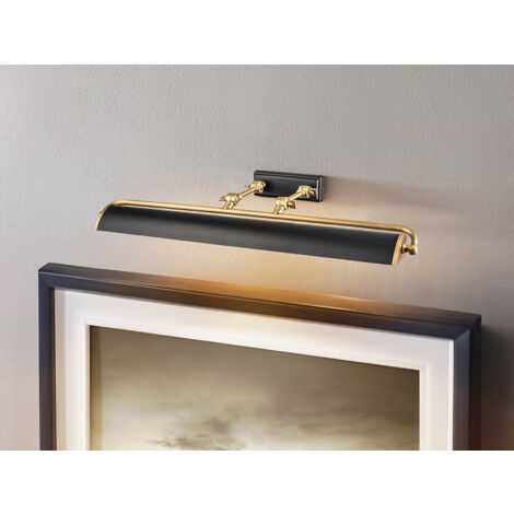 Große LED Bilderleuchte in Schwarz-Altmessing, verstellbar,  Breite 70cm