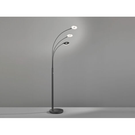 Große LED Bogenlampe DENT dimmbar Design Schwarz, Höhe 185cm