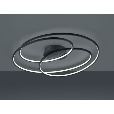 Große LED Deckenlampe GALE Schwarz, dimmbar über Schalter, Breite 80cm