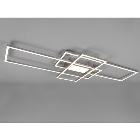 Große LED Deckenleuchte CANTA hell mit 6.600 Lumen, dimmbar, Silber Breite 105cm