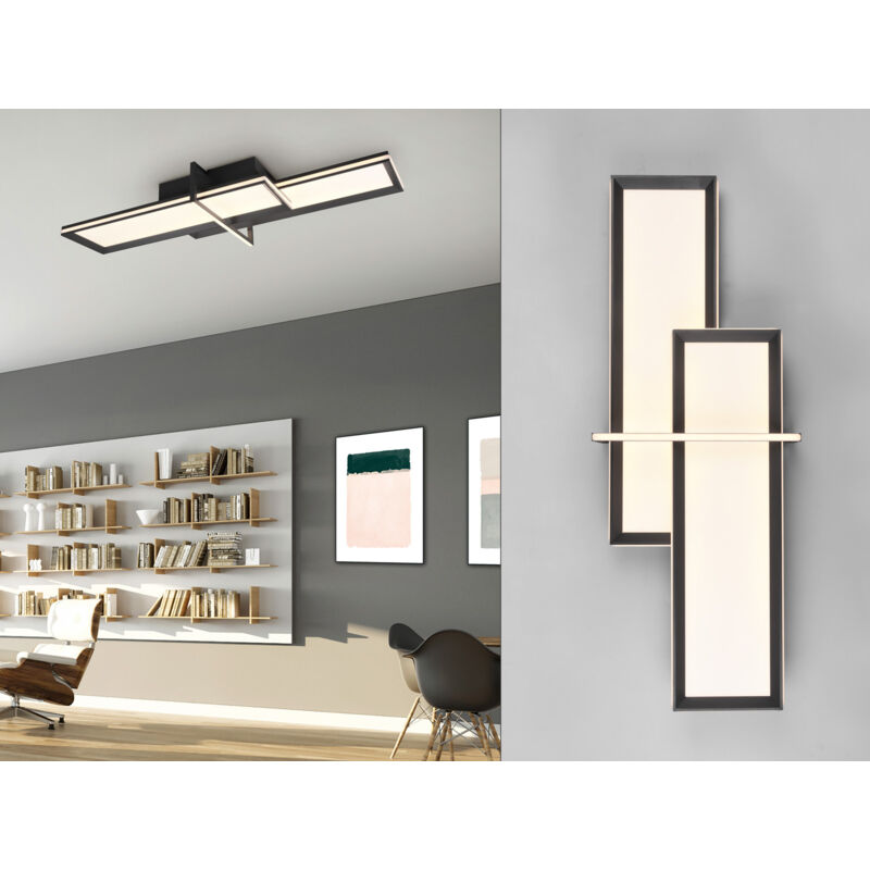 Trio Große Led Deckenleuchte Charleston, Rechteckig, 101cm Lang, Schwarz