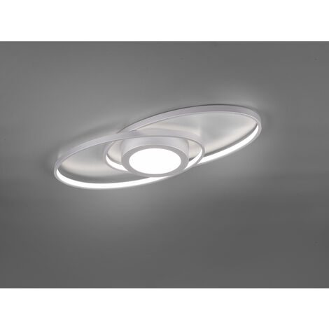 Große LED Deckenleuchte GALAXY Silber, dimmbar über Schalter, Breite 57cm