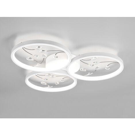 Große LED Deckenleuchte GROOVY Weiß mit 3 Stufen Dimmer, Ø 62cm