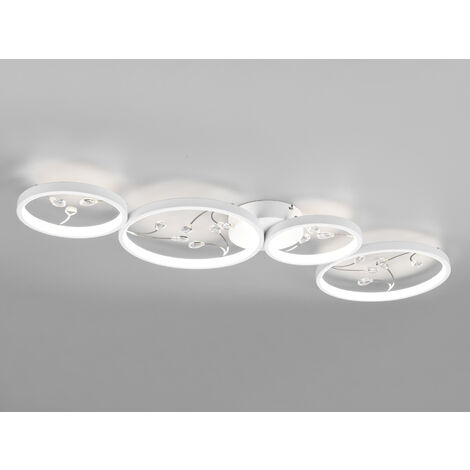 Große LED Deckenleuchte GROOVY Weiß mit 3 Stufen Dimmer, Breite 95cm