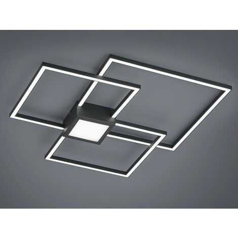 Große LED Deckenleuchte HYDRA dimmbar & extra flach, Anthrazit, Breite 65cm
