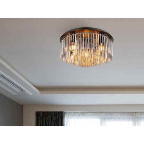 Große LED Deckenleuchte mit Rauchglas Stäben, Ø 50cm