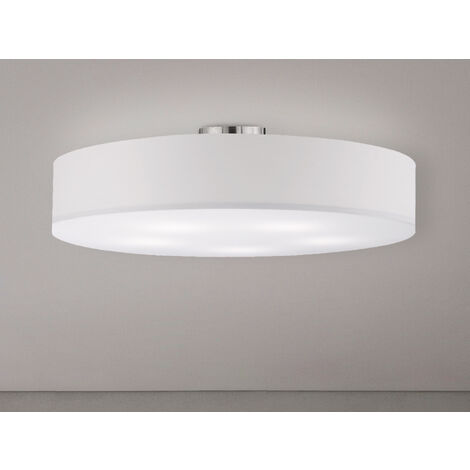 Große LED Deckenleuchte mit Stoffschirm in Weiß Ø 65cm