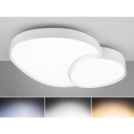 Große LED Deckenleuchte RISE mit Fernbedienung Weiß, Breite 77cm