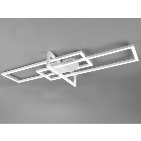 Große LED Deckenleuchte SALINAS mit Switch Dimmer Weiß matt, Breite 100cm