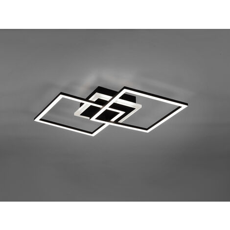 Große LED Deckenleuchte VENIDA eckig Schwarz, dimmbar, Breite 57cm