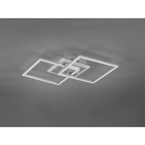 Große LED Deckenleuchte VENIDA eckig Silber, dimmbar, Breite 57cm