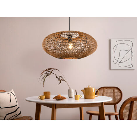 Große LED Pendelleuchte 1-flammig Korbgeflecht aus Sisal, Ø 52cm