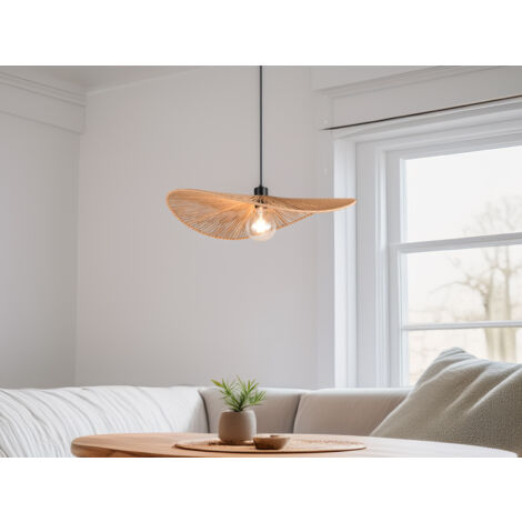 Große LED Pendelleuchte geflochten aus Papiergarn, Lampenschirm Ø 58cm