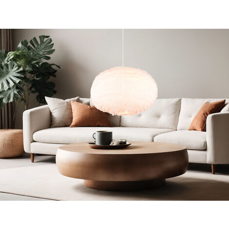 Große LED Pendelleuchte mit Kugel Lampenschirm aus Plüsch, Ø 50cm