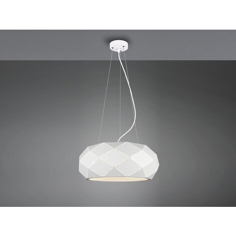 Große LED Pendelleuchte mit Lasercut Muster Weiß matt, Ø 50cm
