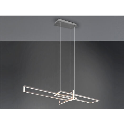 Große LED Pendelleuchte SALINAS lang mit Switch Dimmer Silber, Breite 110cm