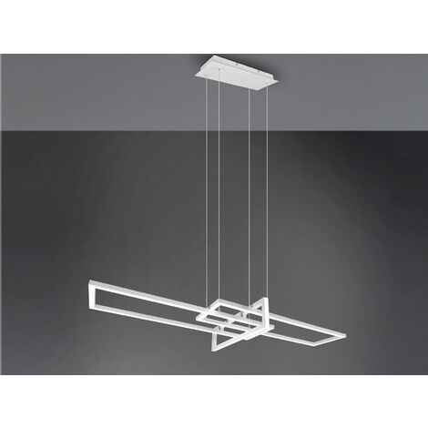 Große LED Pendelleuchte SALINAS lang mit Switch Dimmer Weiß, Breite 110cm