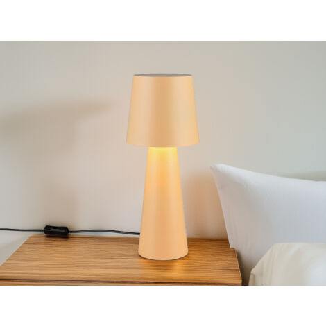 Große LED Tischleuchte aus Metall Beige, Höhe 40cm