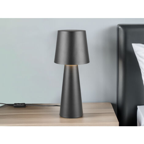 Große LED Tischleuchte aus Metall Schwarz, Höhe 40cm