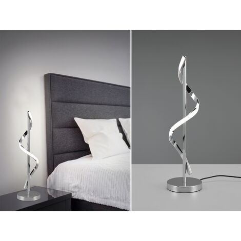 Große LED Tischleuchte ISABEL Spirale in Chrom, Höhe 56cm