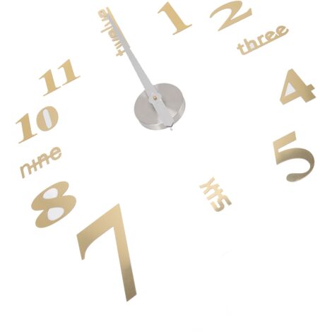 Große, moderne 3D-Acryl-Wanduhr mit goldenen Aufkleberziffern für DIY-Wohndekoration