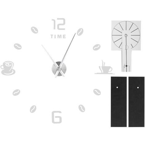 Große, moderne Wanduhr zum Selbstgestalten, selbstklebende Spiegeloberfläche für Büro oder Wohnzimmer, silberfarben