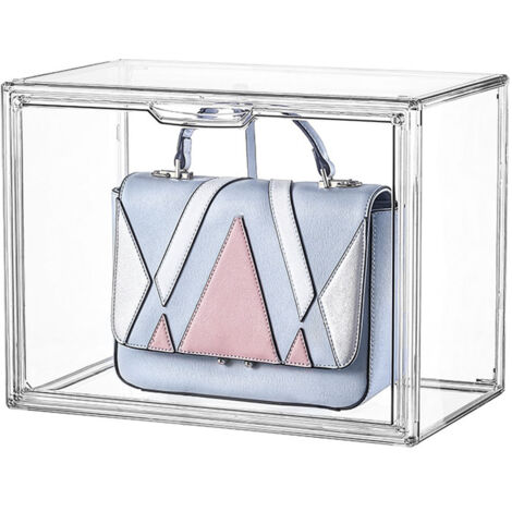 Große, staubdichte und transparente Aufbewahrungsbox mit Frontöffnung – Maße: 36 x 22 x 27 cm – für Bücher, Spielzeug und Taschen