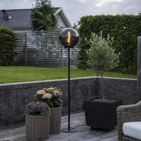 Große Stehlampe ,Orby' für den Außenbereich, Netzbetrieb, schwarz, 150cm, Ø 30cm