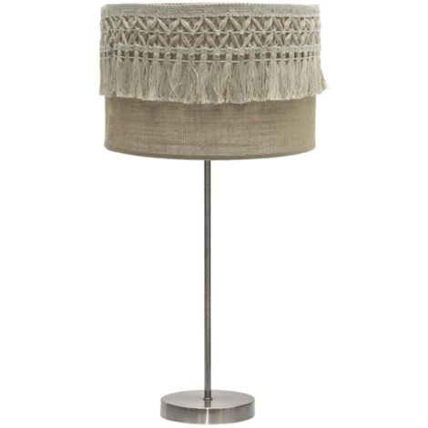 Große Tischlampe ekaterina 1xe27 Leder/Sack 63x30x30 cm mit Posamenten