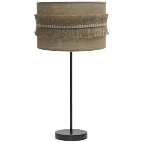 Große Tischlampe kala 1xe27 schwarz/sack 63x30x30 cm mit Fransen