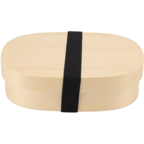 Große, tragbare japanische Bento-Box aus Holz mit herausnehmbarer Trennwand und Tragegurt