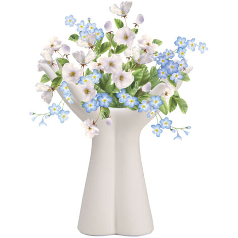 Große, weiße Luxus-Keramikvase mit einzigartigem Hände-Design – Durchmesser: 23,5 cm – 1 Stück, ideal für Wohnzimmer, Hochzeit oder als Geschenk