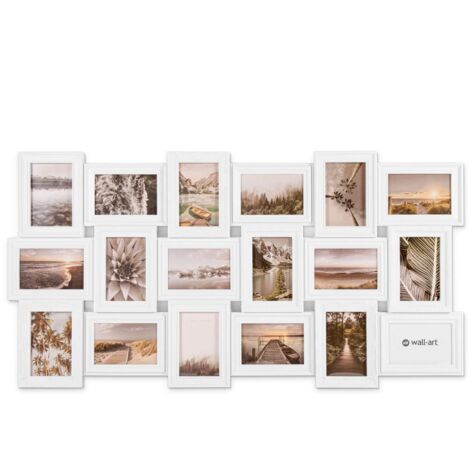 große Wohnzimmer Bilderrahmen Collage weiß Fotorahmen XXL Bildercollage für Fotos Bilder Vintage Trockenblumen 52 x 103cm - Weiß