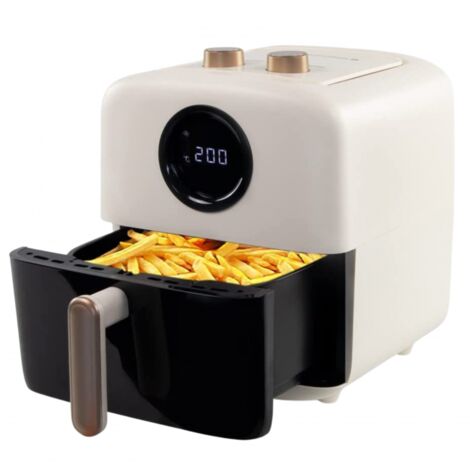 Große XL Heißluftfritteuse 5 Liter 10 Programme Innenbeleuchtung LED-Display Air Fryer Ölfrei Limos Mobiclinic