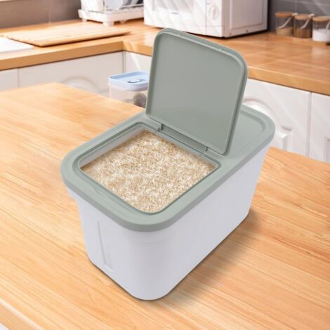 Großer 10 kg Reisbehälter für Lebensmittel, Mülleimer für Küchengetreide, Mehlbehälter, Reisspender, luftdichte Aufbewahrungsbox mit Messbecher