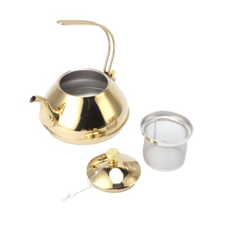 Großer 1,5-Liter-Wasserkocher aus Edelstahl mit Filter für den Herd, ideal für Zuhause und Camping, goldfarben