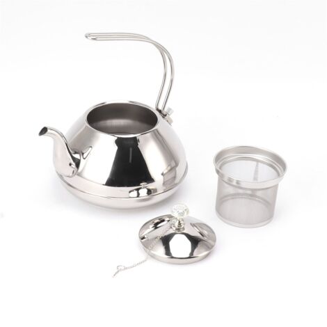 Großer 1,5-Liter-Wasserkocher aus Edelstahl mit Filter für den Herd, ideal für Zuhause und Camping, silberfarben