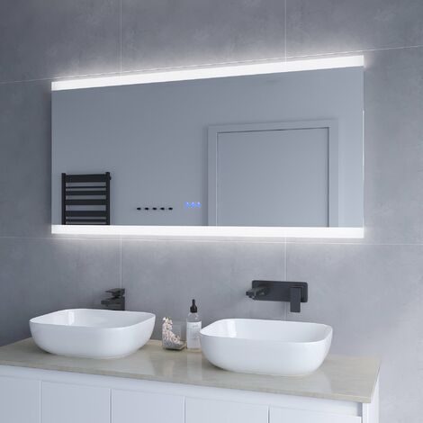 Großer Badspiegel Beleuchtet LED Spiegel für Bad 140x70cm cm Touch Sensor Dimmbar Spiegelheizung Kaltweiß 6400K Warmweiß 3000K | AQUABATOS