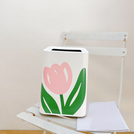 Großer Blumenabfalleimer mit Müllbeutel-Set und breiter Öffnung, modernes, dekoratives Kunststoffdesign für Küche, Bad und Büro