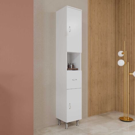 Grosser Hochschrank H:198 Cm Bereits Montiert, In Hochglanzweiss Easy