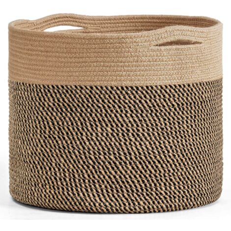 Großer Korb aus gewebtem Baumwollseil, 15,8 x 15,8 x 13,8 Zoll, für Babykleidung, Bettwäsche und Babyartikel, aus Jute.