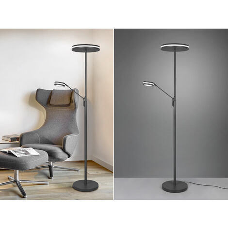 Großer LED Deckenfluter FRANKLIN mit Lesearm, Höhe 181cm, Anthrazit