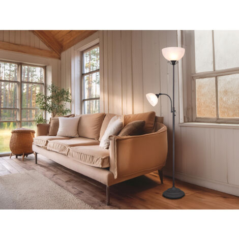 Großer LED Deckenfluter im Landhausstil mit Leselampe, Höhe 184cm