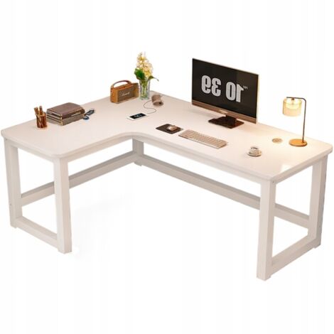 Großer moderner weißer Loft-Eck-Gaming-Computertisch 120 cm