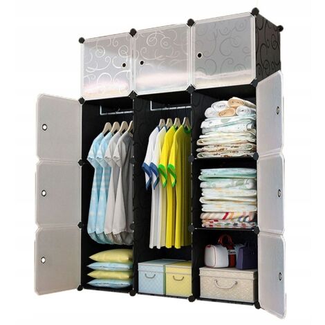 Großer modularer Kleiderschrank, Regal, Garderobe, 12x geräumiger Schrank für Kleidung und Spielzeug