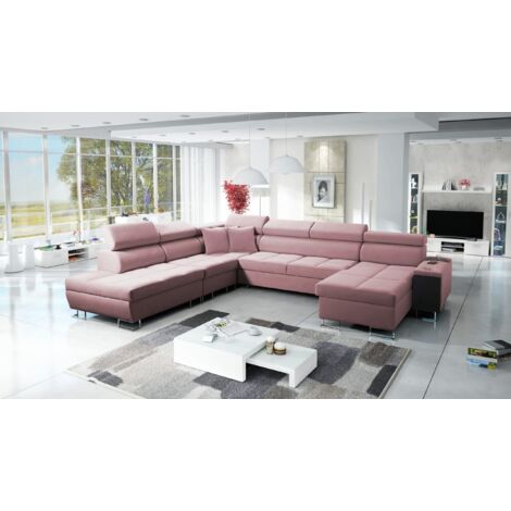 Großer multifunktionaler Eckschrank Morena X,  Uttario Velvet Rosa Rechts