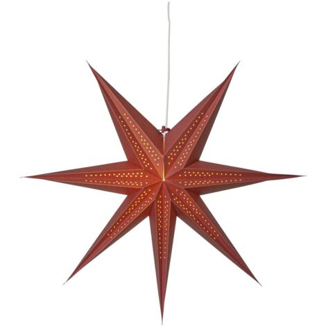 Großer Papierstern ,Point' in Rot, dekorative Falz und Lochmuster, 7-zackig, Ø 60cm